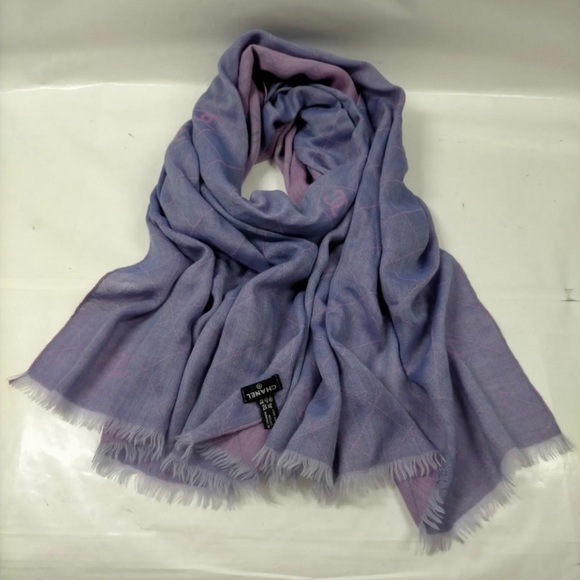 CHANEL Purple and Light blue 
CASHMERE SCARF - Picture 5 of 12